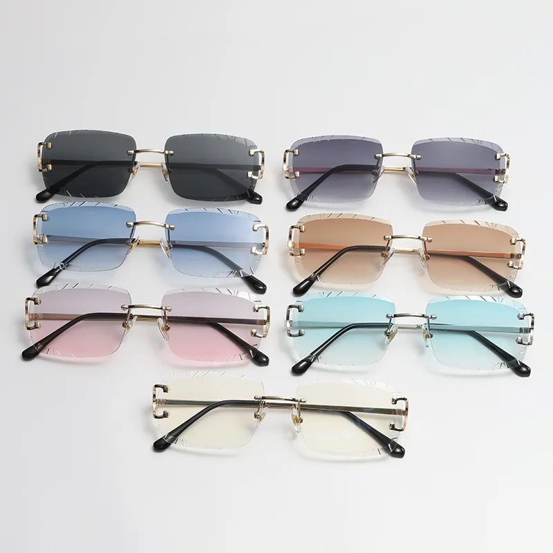 HBK rahmenlose Sonnenbrille für Herren, quadratische Form mit Verlaufsgläsern