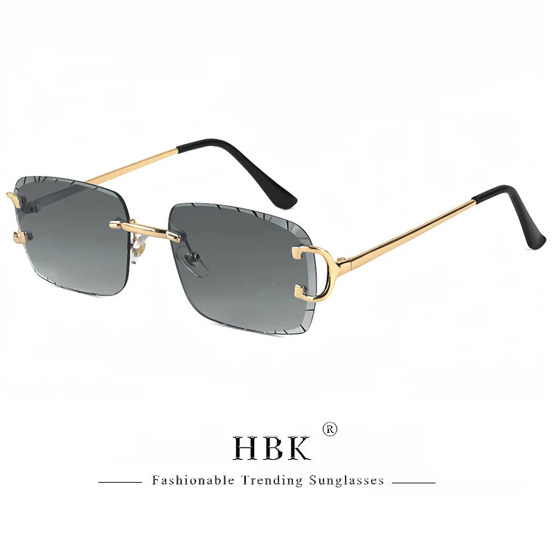 HBK rahmenlose Sonnenbrille für Herren, quadratische Form mit Verlaufsgläsern