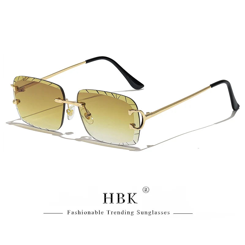 HBK rahmenlose Sonnenbrille für Herren, quadratische Form mit Verlaufsgläsern