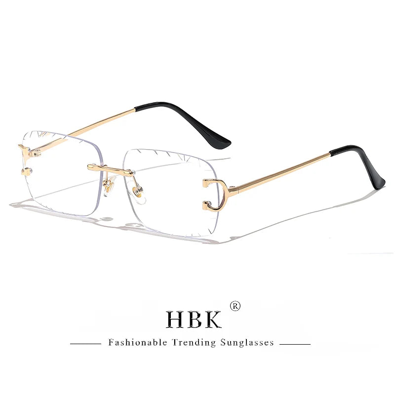 HBK rahmenlose Sonnenbrille für Herren, quadratische Form mit Verlaufsgläsern