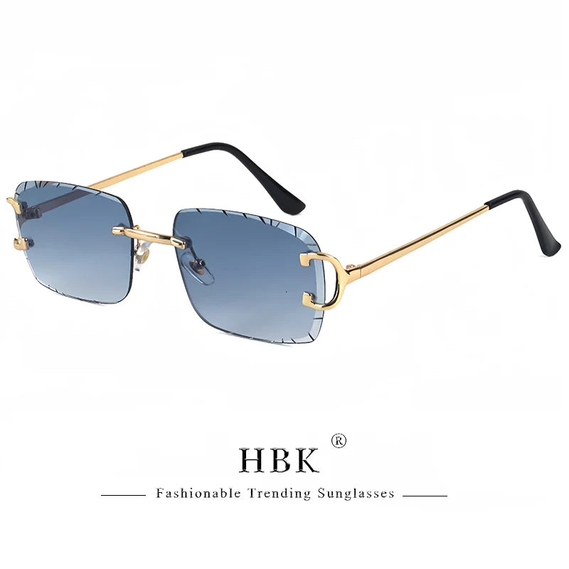 HBK rahmenlose Sonnenbrille für Herren, quadratische Form mit Verlaufsgläsern
