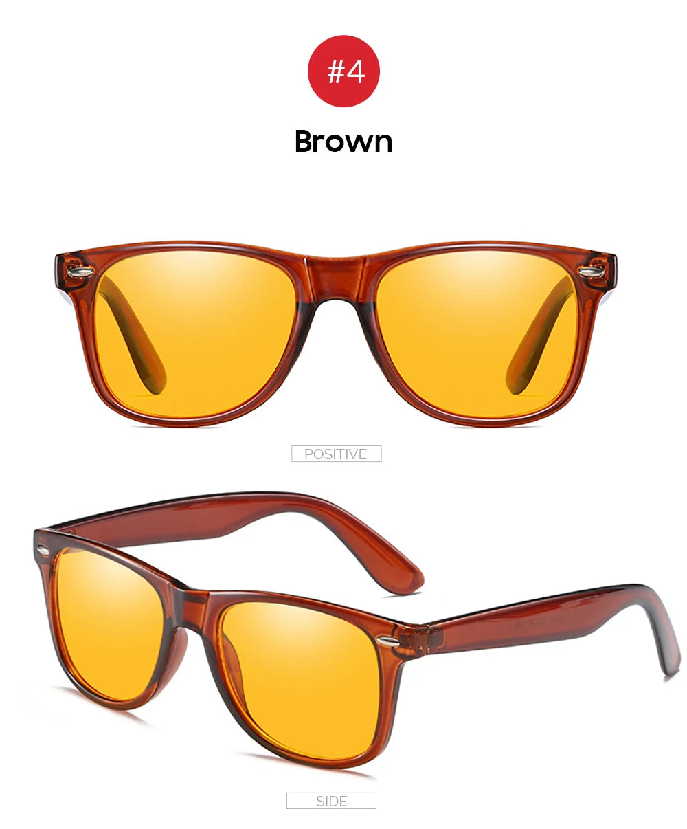 Klassische, quadratische Anti-Blaulicht-Brille für Damen und Herren, mit gelben Blaulichtfiltergläsern.