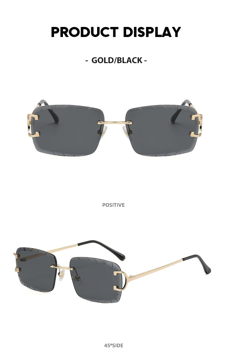 HBK rahmenlose Sonnenbrille für Herren, quadratische Form mit Verlaufsgläsern