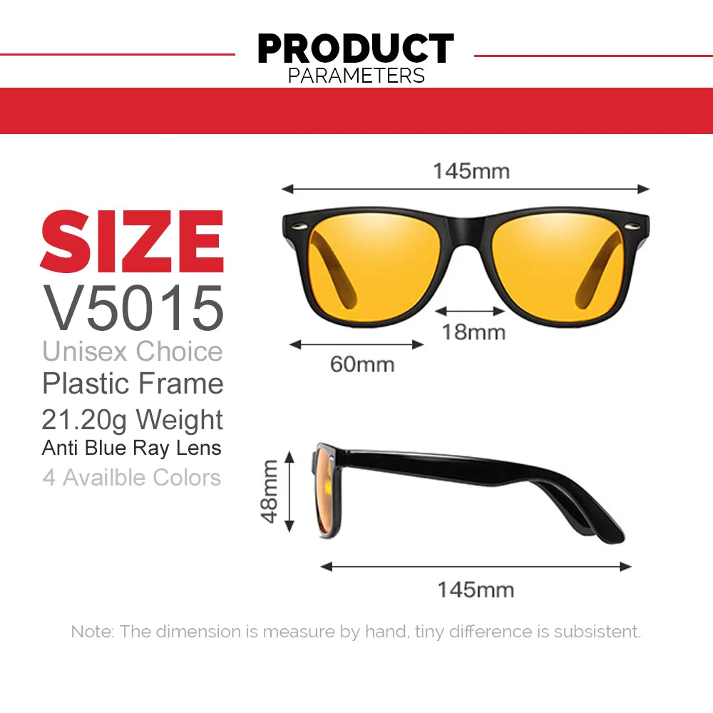 Lunettes carrées classiques anti-lumière bleue pour homme et femme, avec verres jaunes filtrant la lumière bleue.