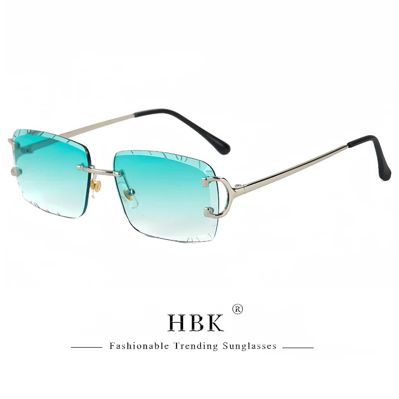 HBK rahmenlose Sonnenbrille für Herren, quadratische Form mit Verlaufsgläsern