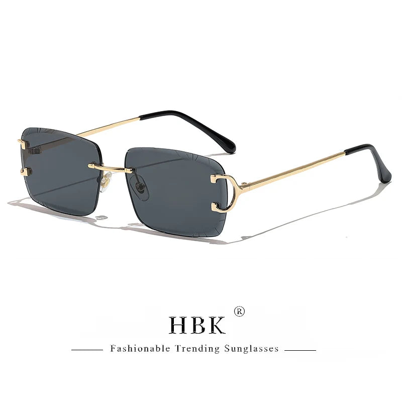 HBK rahmenlose Sonnenbrille für Herren, quadratische Form mit Verlaufsgläsern