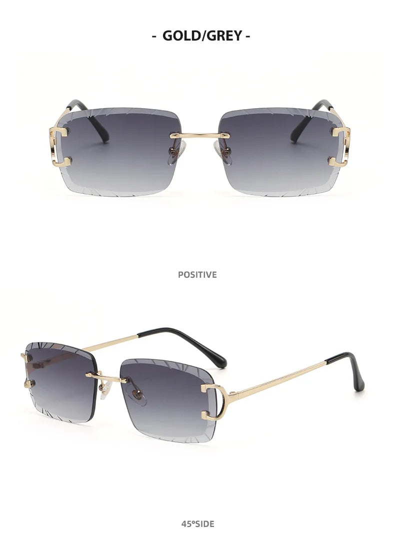 HBK rahmenlose Sonnenbrille für Herren, quadratische Form mit Verlaufsgläsern