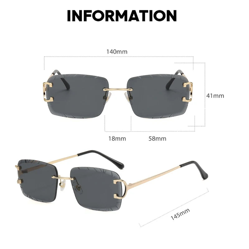 HBK rahmenlose Sonnenbrille für Herren, quadratische Form mit Verlaufsgläsern