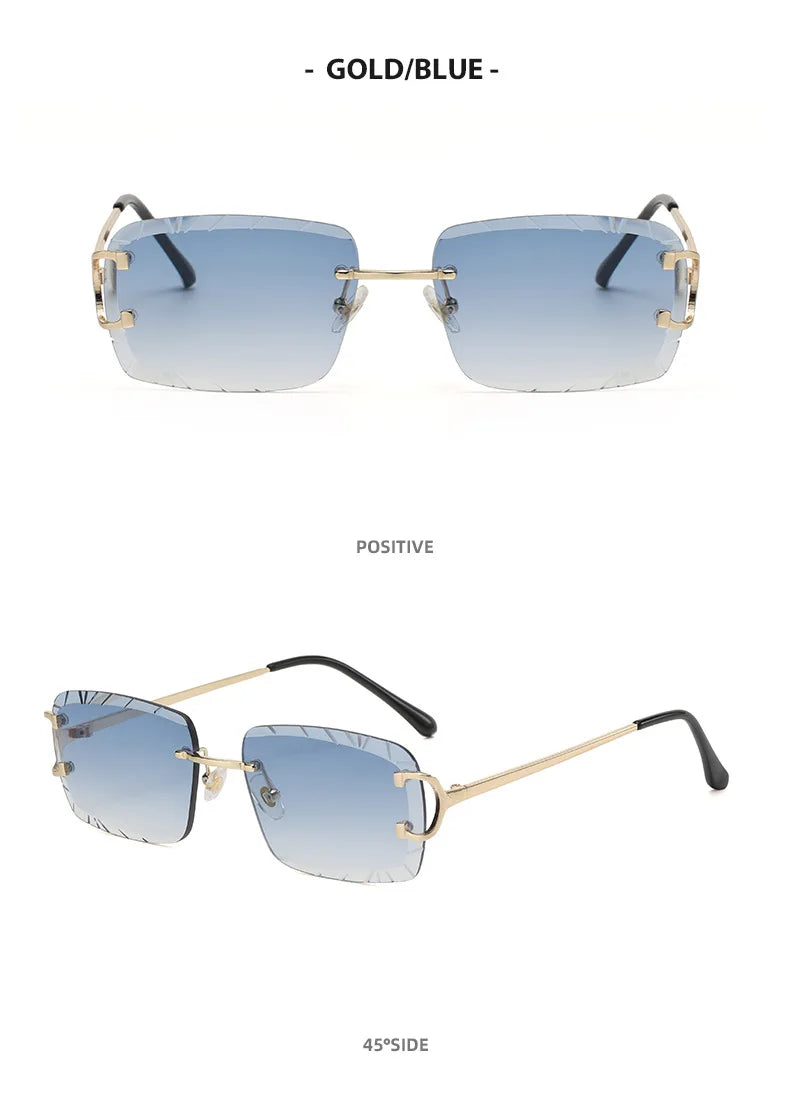 HBK rahmenlose Sonnenbrille für Herren, quadratische Form mit Verlaufsgläsern